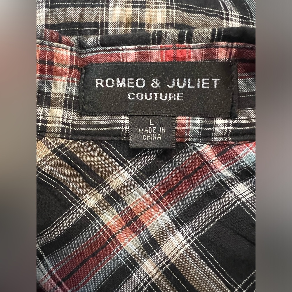 ROMEO & JULIET Couture NEW WITH TAGS men’s plaid button up shirt | Size Large